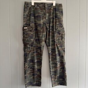 Mens Camouflage Cargo Tech Pants 38x32 Woodland Camo Cotton Spandex‎ Rip Stop